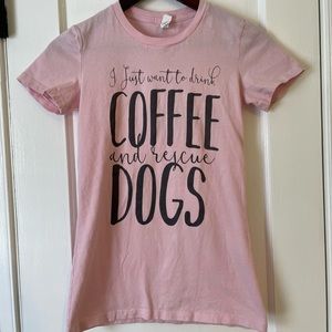 Coffee + Rescue dogs graphic tee size small